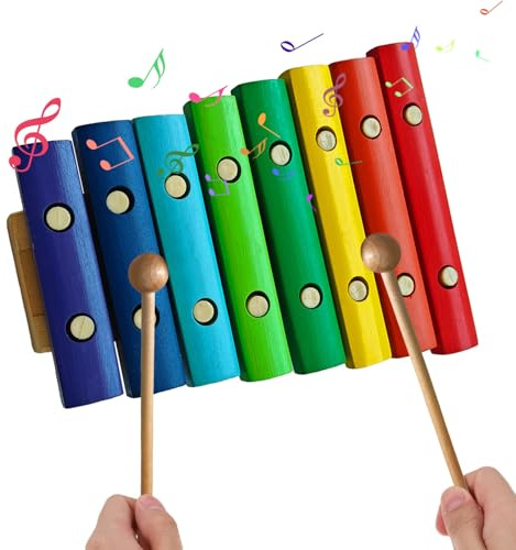 Horett Instrumento Musical de Xilófono de Madera con Teclas Coloridas para Principiantes Herramientas Musicales