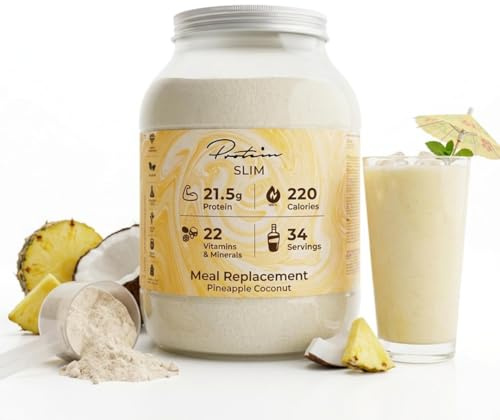 Protein Slim Meal Replacement Shake Powder | 20g Protein, 26 Vitamins & Minerals | Up to Two Meal Replacements Per Day for Weight Control | Low Calorie Protein Shake | 34 Servings | Pineapple Coconut