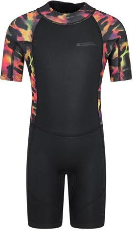 Mountain Warehouse Shorty Printed Kids Wetsuit - Neoprene Swimwear with Flat Seams & Contour Fit for Boys & Girls - Spring Summer, Beach, Swimming, Water Sports Red (01) 11-12y