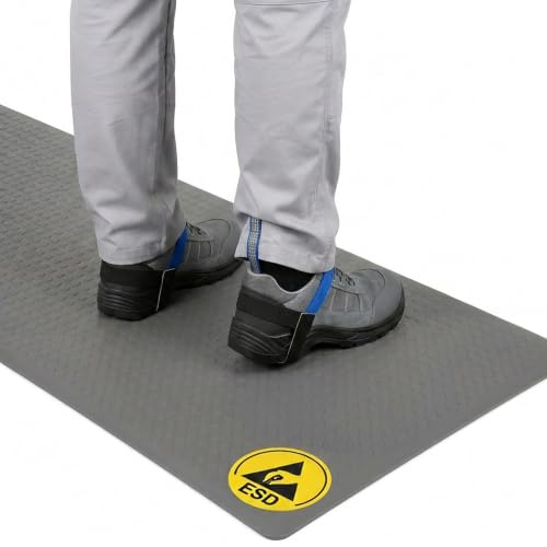 SAMKRAFT Tapis Anti-Fatigue ESD W4 60x91cm - Antistatique 10mm Gris | Mousse haute résilience dissipative pour laboratoire, atelier électronique et poste debout en zone EPA