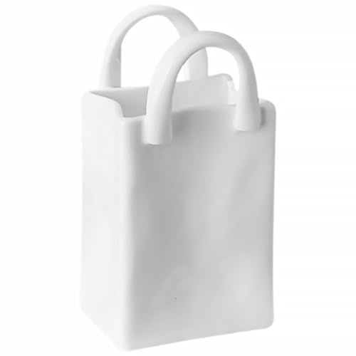 Jarrón Forma de Bolso Blanco de Cerámica para Mesa