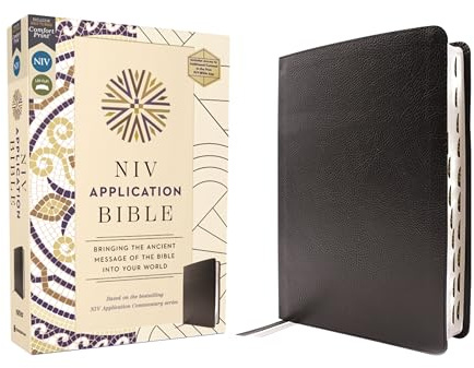 NIV Application Bible, European Bonded Leather, Black, Red Letter, Thumb Indexed, Comfort Print: Bringing the Ancient Message of the Bible into Your World (NIV Application Commentary Resources)