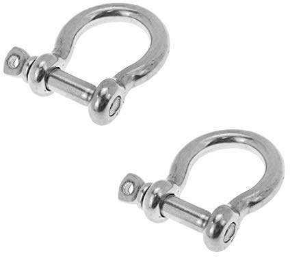 Rannb Anchor Shackle 304 Stainless Steel Screw Pin Bow Shackle 10mm 3/8 - 2pcs