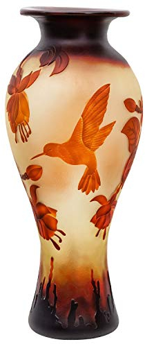 Vase Replika nach Galle Gallé Kolibri Glas Antik-Jugendstil-Stil Kopie c5