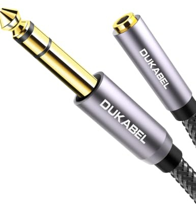 DUKABEL 6.35mm to 3.5mm, 1/4 inch to 1/8 inch Headphone Adapter - 12inch
