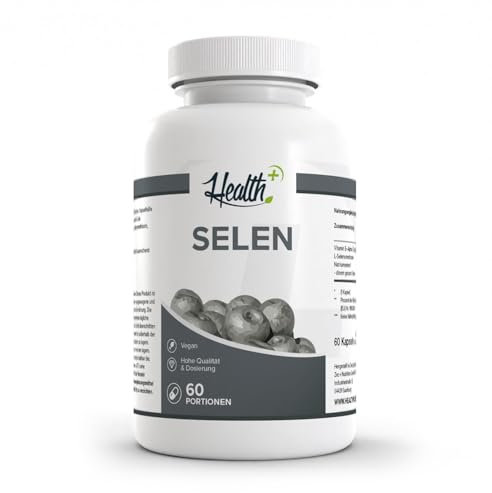 Zec+ Health+ Selen- 60 Kapseln mit 200 mcg, essentielles Spurenelement zur Erhaltung normaler Haare und Nägel, mit Natriumselenit & L-Selenomethionin, Made in Germany