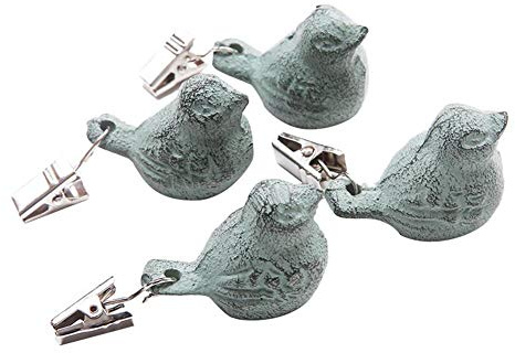 Sunnyushine Nappe Goutte, 4 Pique-Nique Oiseau Pendentif en Fonte pour Pique-Nique en Plein Air Couverture Évier, Nappe Poids Clip Coupe-Vent