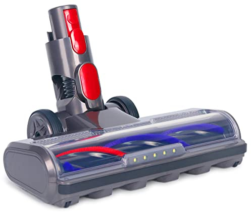 KENVOR Bürste kompatibel mit Dyson V7, V8, V10, V11, V15, Zubehör Bodenbürste mit Direktantrieb und 5 LED-Leuchten für Hartböden,Grau