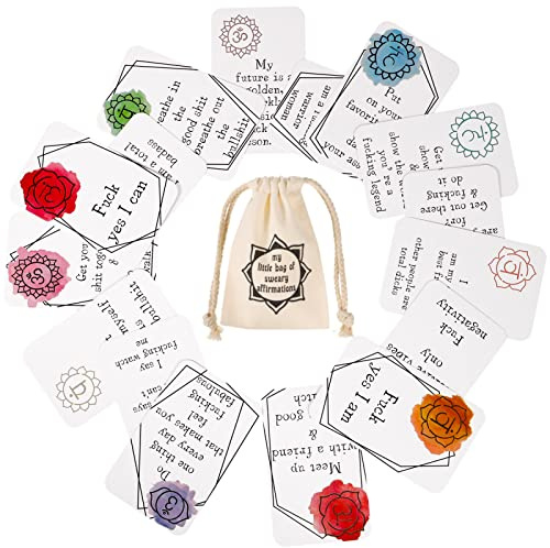 Dacitiery 16Pcs Funny Affirmation Card Gift, Sweary Affirmation Cards, Positivity Affirmation Cards, My Little Bag of Sweary Affirmation Cards, Self Encouragement Confirmation Card