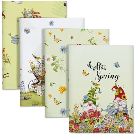 Arquiel Küchentücher Baumwolle 4 Stück, Geschirrtücher 100% Baumwolle GNOME Küchenhandtuch Set Multi-Purpose Hochwertige Küche Trockentuch Bar Handtücher 48 x 70CM