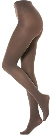 Gi&Gi Medias opacas coloridas de 50 denier para mujer, con microfibra suave, cintura cómoda y cinta de algodón, marrón, S-M