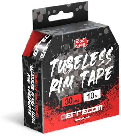 Errecom Tubeless Rim Tape 10 metri x 30 mm, Nastro Sigillante per convertire Cerchi Bici con camera d’aria in Tubeless, Ultra Resistente, include 4 Sigilli Adesivi