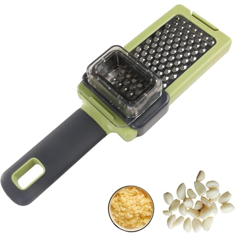Fizzix Stainless Steel Handheld Garlic & Ginger Grater - Ergonomic Zester, Dishwasher Safe, Rust-Resistant, Multi-Functional Kitchen Tool for Cooking and Baking