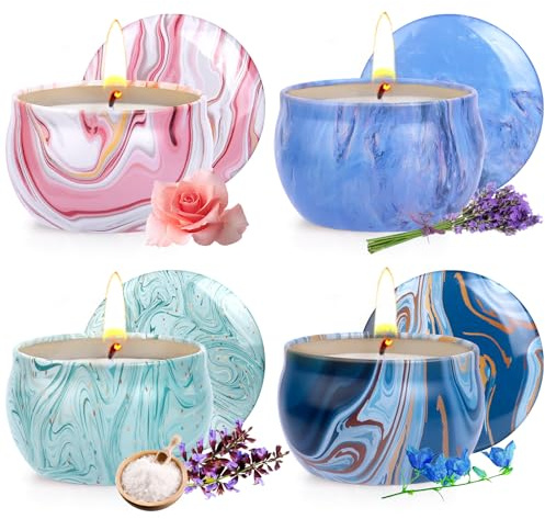 Candele di Profumo, Regali a 4 Candele Aromaterapia, Regali Perfetti per donne, Natale, Compleanno, Sollievo Dallo Stress, Bagno, Yoga, Festa di Compleanno, candela da Fragranza da 2,5 once