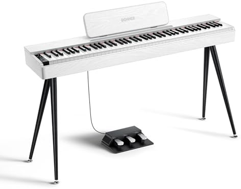 Donner OURA S100 88 Key Weighted Keyboard Piano mit 3 Demo Songs, 15 Tones, Bluetooth Audio/MIDI, Home Digital Piano für Anfänger, Fortgeschrittene, Weiß
