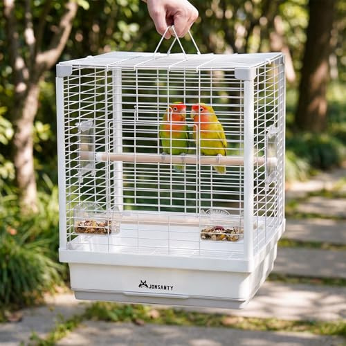 17.3 Portable Travel Bird Cage, Parrot Cage, Ample Room for Tail Movement, with Food Box, Perch, Water Bottle, for Vet Visit, Short Trip, Parakeet, Cockatiel, Budgie, Small and Medium Birds