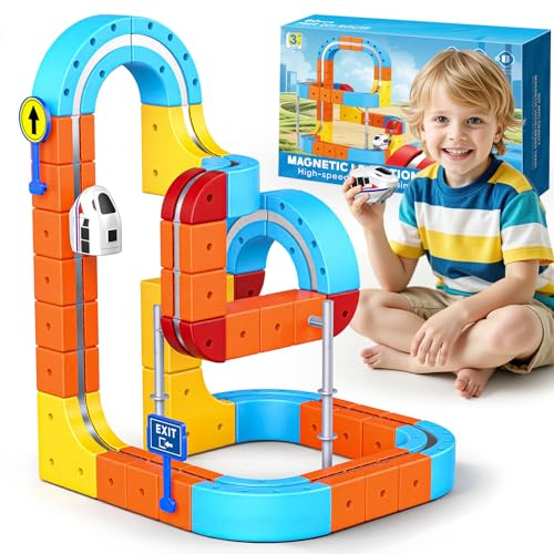 56 PCS Electric Train Set, Kids Toys for 3 4 5 6 Year Old Boys Girls Gifts for 3-12 Year Old Boy Girls Toy Autism Toys for 4 5 6 Year Old Track Fusion Toy Construction Toy