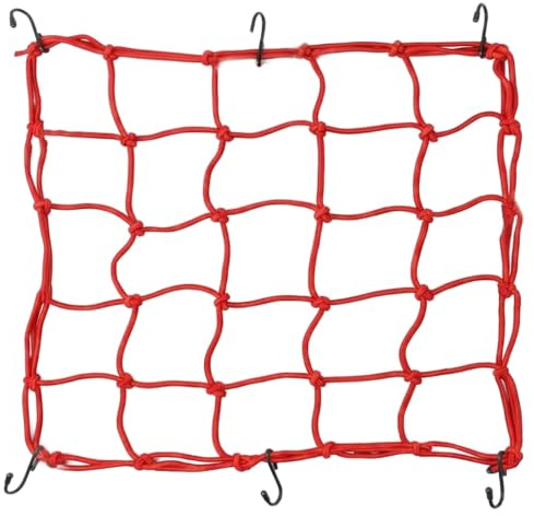 BODZWI Red de Equipaje para Moto 40x40cm, Pulpo Moto Elástico para Sujetar Casco y Carga, Red Roja de Alta Resistencia con Ganchos para Motocicleta, Bicicleta y Portaequipajes