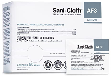 PDI H59200 Sani-Cloth AF3 Wipes, Large Individual Packets, 5 x 8, Fragnance free, White