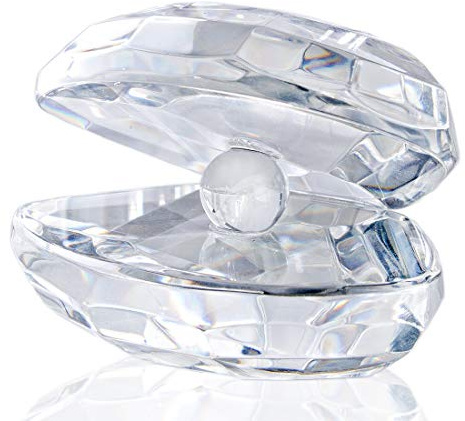 H&D HYALINE & DORA Handmade Clear Crystal Shell Ornament, Glass Collectibles Home Wedding Decorative Gifts for Mom,1.5inch