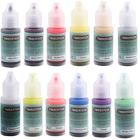 Timbertech Acrylfarben Airbrush Farben 12 * 10ml Model Air Basis Bunt Metallic FarbenSet Airbrushfarben