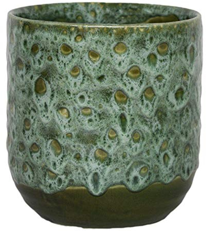 Ivyline 13cm Dia Contemporary Glazed Plant Pot with Textured Crackle Design Indoor Planter Flower Pot for Cacti Succulents and Small House Plants Emerald