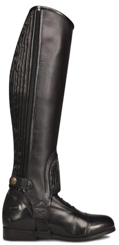 Ovation Women's EquiStretch II Half Chaps - Synthetic Leather Riding Chaps w/Ribbed Stretch Panels & Reinforced Inner Patch, Small Tall