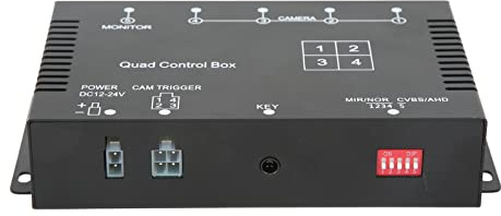 KIMISS 4-Kanal-Video-Splitter, 1080P AHD 4-Kanal-Video-Splitter-Controller DC12V 24V Kamera-Video-Bildschirm-Schalter für Wohnmobil-LKW-Bus-Anhänger (ABS, Metall)