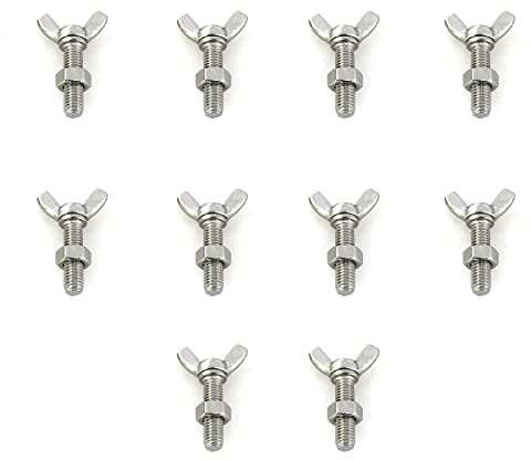 heyous 10pcs Stainless Steel Wing Bolt Screws with Nuts M8-1.25x30mm Hand Tighten Toolless Adjust Bolt Butterfly Wing Head Thumb Screws
