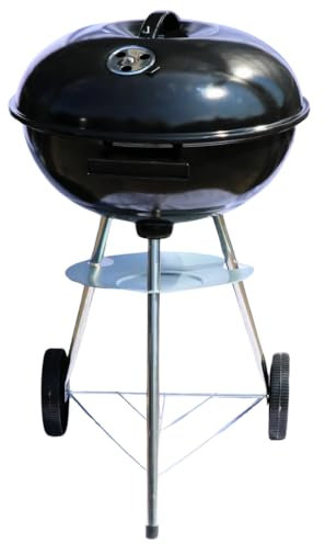 Barbecue à charbon de bois Ø 44 cm – Grand barbecue sphérique mobile pour jardin et terrasse – Cuisson directe/indirecte, robuste, pratique, durable, idéal pour vos grillades d’été.