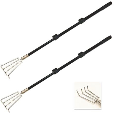 2 Pcs tainless Steel Garden Claw rake Multifunctional rake, Lengthened Aluminum Alloy Handle,Garden rakes, Clams rakes, Weeding rakes can Also be Used to dig for Treasures. (2)