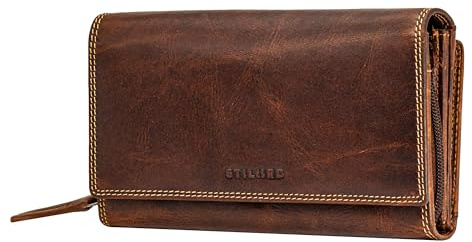 STILORD Alissa Elegante Geldbörse Damen Leder Groß - 26 Kartenfächer & viele Fächer - Portemonnaie mit Reißverschluss RFID-Schutz - Geldbeutel extra Münzfach Echt-Leder Farbe:Salerno - braun