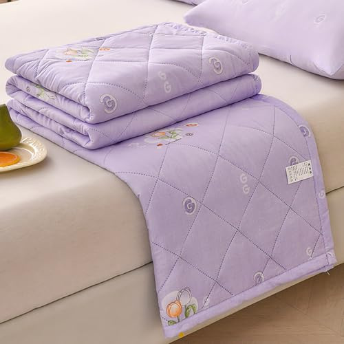 ZCXRYFL Trapunta in Cotone- Piumino Estiva Sottile E Fresca- Trapunte Patchwork, per Coperta da Divano/Lenzuola Ispessite, per Le Serate Calde, Cotone EsternoInterno (Single: 150X200cm,Purple)
