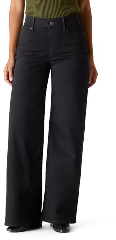 Levi Strauss Signature Gold Women's Totally Shaping Ultimate Pull-on Wide Leg Jeans (Available in Plus), Noir, 14