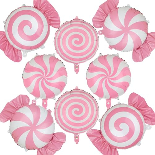 Set di 8 palloncini a forma di caramelle di Natale, 45 cm, rotondi, per bambini, decorazione per feste di Natale