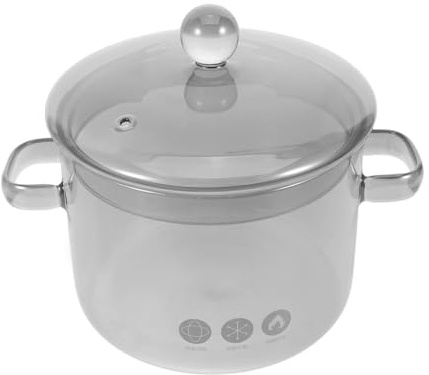 BESPORTBLE Pot Verre Borosilicaté avec Double Poignée et Couvercle Casserole Transparente pour Mijoter Bouillir et Cuire Soupes Ramen Lait Pâtes et Ragoûts Compatible Cuisinière Céramique