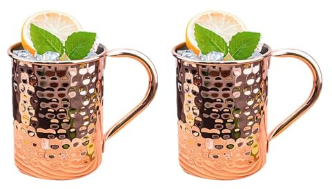 MURYE Fuerte vaso de cobre chapado en cobre de 400 ml con gran retención de calor para varias bebidas, taza higiénica de cobre para bebidas