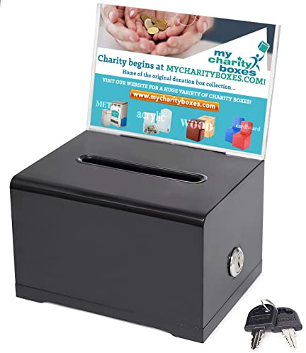 My Charity Boxes MCB - Scatola per biglietti da visita in acrilico di qualità, con serratura, ideale per biglietti da visita ed eventi (nero) (AC-32)