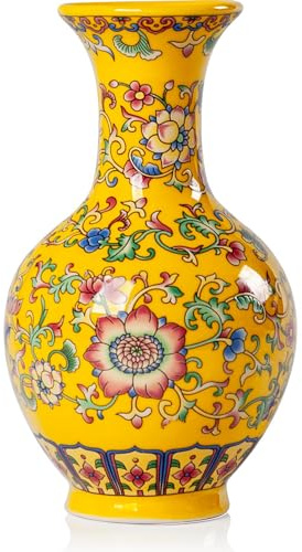 Qinlang 6 Small Yellow Flower Vase Home Decor Ceramic Bud Vase for Flowers - Begonia Vase