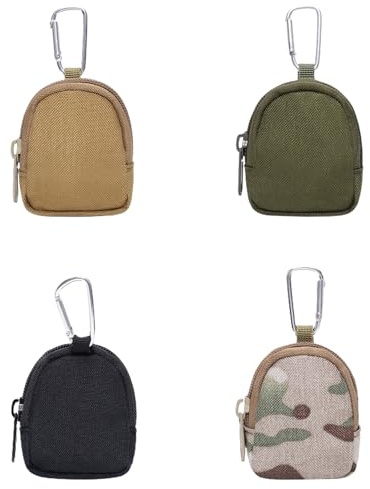 Lot de 4 Mini Porte Monnaie Porte Clé, Mini Pochette De Transport en Nylon, Petit Sac à Clés avec Boucle Triangulaire, Mini Sac Ceinture Tactique, pour Chasse en Plein Air, Camping Et La Randonnée