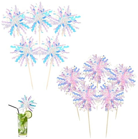 HSYTEK Feuerwerk Cocktail Dekoration, 70 Stück Cocktail Schirmchen Cocktail Deko Wunderkerzen, Mini Cocktailschirmchen für Partys Sommerfest Getränke Fruchtdeckel, Geburtstagsfeiern, Hochzeiten