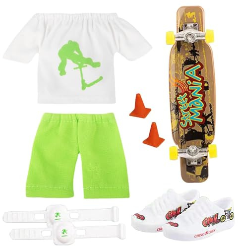 Salyeeluly Minis Finger Skateboard | Finger Skateboard Set | Skateboard Fingerboards Finger Toys with 1 Pair Shoes, Pants, Knee Pad, T-shirt, Roadblocks, Creative Giftes for Skateboarder and Children
