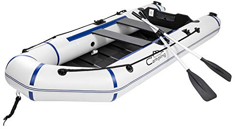 Inflatable Boat, Inflatable Kayak Assault for Adults, 10ft 2-Person PVC Raft Inflatable Dinghy for Camping, Survival, Fishing, Boating & Hunting on Lakes & Rivers, Supports up to 330kg (Off-White)