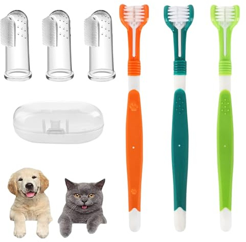 Lot de 6 Brosses à Dents pour Animaux de Compagnie, Brosse à Dents Chien Doigt en Silicone, Brosse à Dents pour Chat, Brosse à Dents à 360 Degrés pour Nettoyer les Dents des Animaux Domestiques