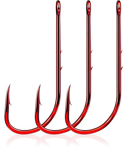 9KM DWLIFE Fishing Hooks Baitholder Sea Fishing Hooks Double Barbs Sea Fishing Tackle Worm Hook Offset/Long Shank/Closed Eye for Fishing Rigs Freshwater Saltwater 10#