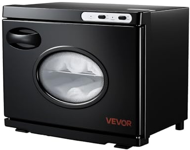 VEVOR Calentador de Toallas de 23 L, Esterilizador Secador para 36 Toallas, con Ventana Transparente, Clip y Rejillas, Versátil para SPA, Barbería, Manicura, Masajes, Salón de Belleza, Negro