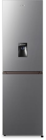 HYE Fridge Freezer - 50/50 Freestanding Fridge Freezer, 182.4cm Height, 55cm Width, 256 Litre Capacity, Total No Frost & Non-Plumbed Water Dispenser, Silver - RF01FF256S18