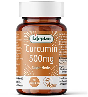 Lifeplan Super Herbs Curcumin 500mg (60 Capsules) — with Vitamin C and Manganese and Piperine — 60-Day Supply