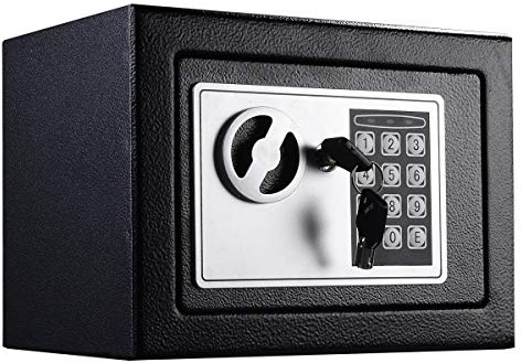 Tresor Klein Elektronischer Safe Schlüsseltresor Wandtresor Minitresor Stahlsafe Möbeltresor Wandsafe Schwarz Feuerfest Geldschrank Digital Safes 23 x 17 x 17 cm