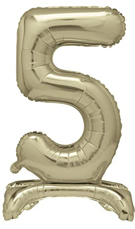 Unique Gold Standing Number 5 Foil Balloon 30, Packaged